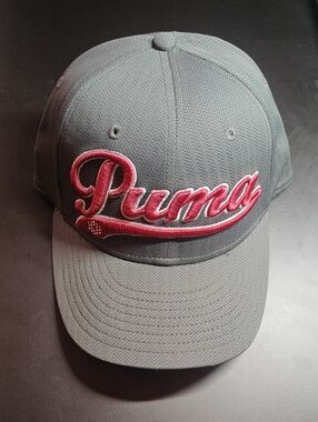 Puma Gray Cap with Red Script Logo